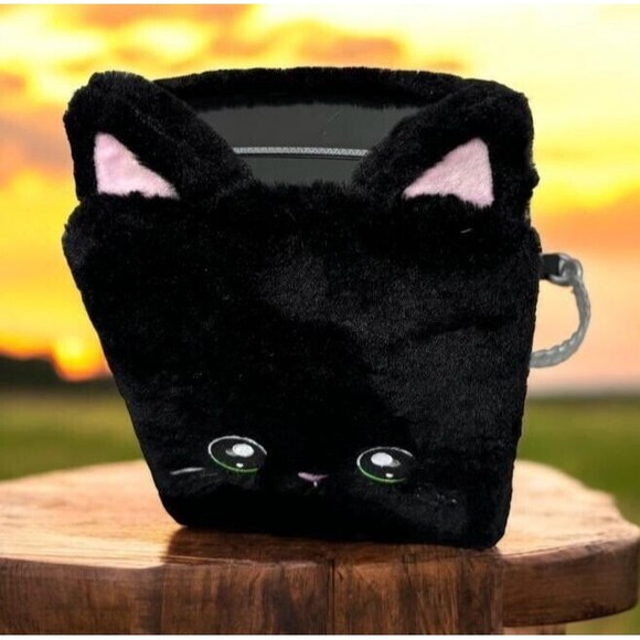 Na Na Na Surprise 3-in-1 Backpack Empty Black Kitty Cat Hardcase Anime Faux Fur - Picture 6 of 7